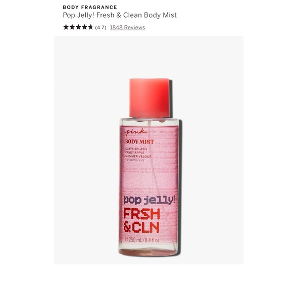 PINK LIMITED EDITION - POP JELLY! “FRSH & CLN” BODY MIST! NEW! FULL SIZE, 8.4 Oz - Picture 2 of 15